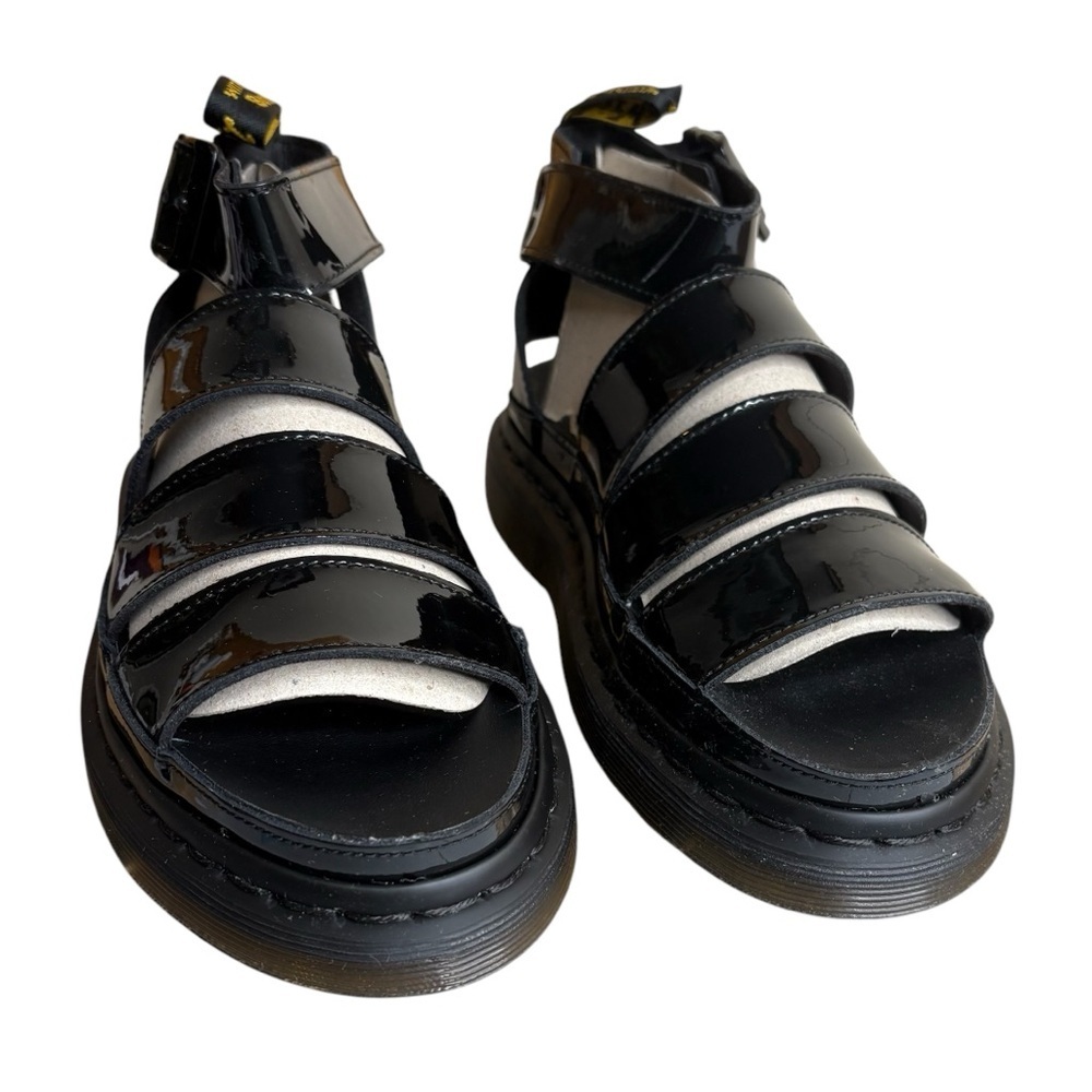 Dr Martens Women sz 7 Black Clarissa II Patent Leather Strap Sandals New in Box - Picture 3 of 14